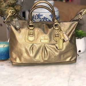 Coach Gold Patent Leather Madison Sabrina Satchel